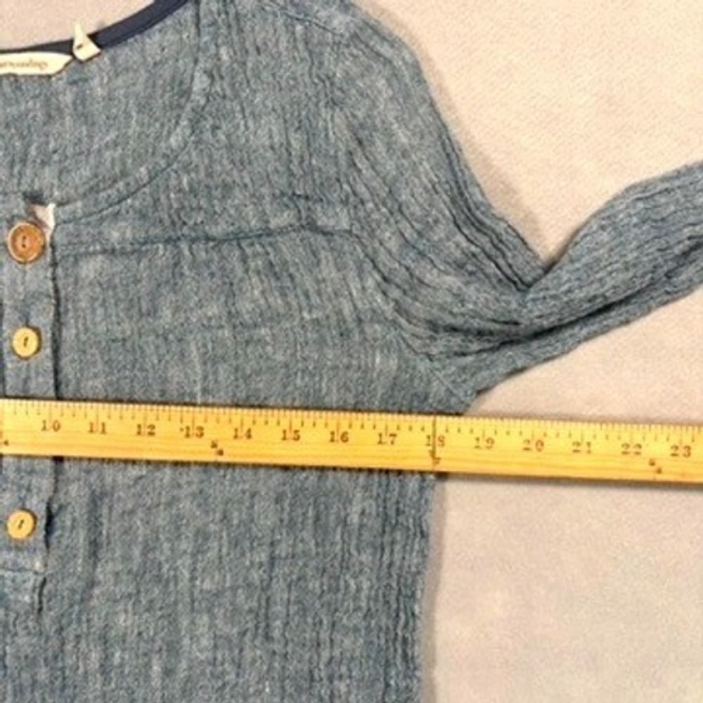 Soft Surroundings Blue Melange Knit Long Sleeve Tunic Top M Cozy Button Detail‎ - Picture 5 of 8